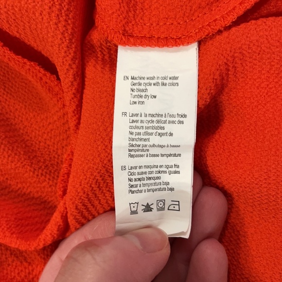 Orange v-neck crop top zipper back with tie around bow - Picture 8 of 9